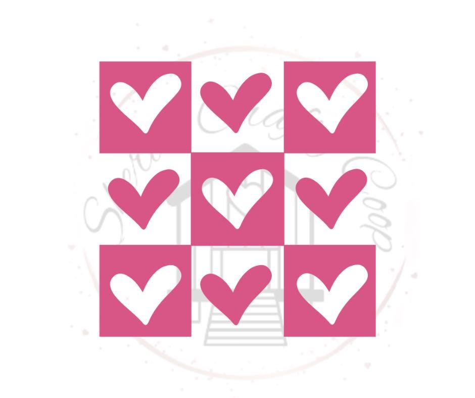 Retro Pink Hearts- Valentines Day DTF Transfer Prints- Ready To Press