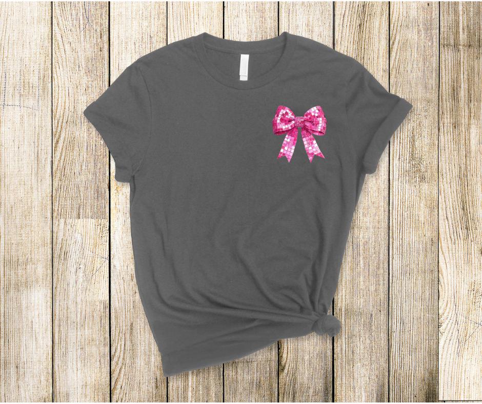 Pink Disco Coquette Bow- Valentines Day DTF Transfer Prints- Ready To Press
