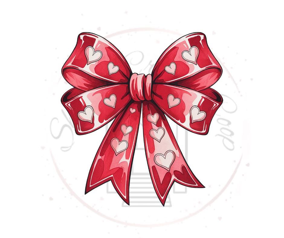 Red Coquette With Hearts- Valentines Day Transfer Prints- Ready To Press