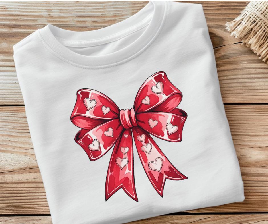 Red Coquette With Hearts- Valentines Day Transfer Prints- Ready To Press