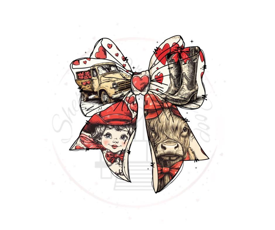 Vintange Valentines Coquette Bow- Valentines DTF Transfer Prints- Ready To Press