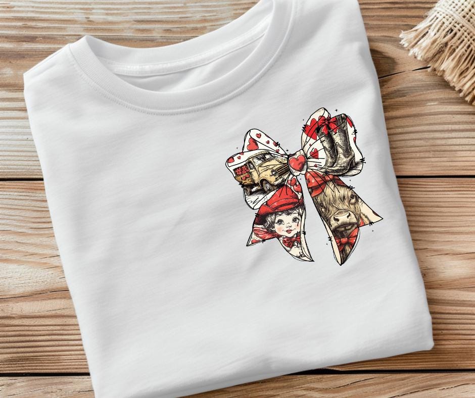 Vintange Valentines Coquette Bow- Valentines DTF Transfer Prints- Ready To Press