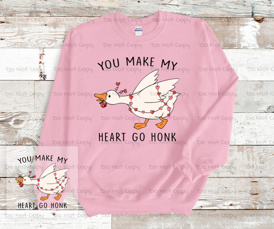 You Make My Heart Go Honk-Goose Valentines Day DTF Transfer Prints-  Ready To Press
