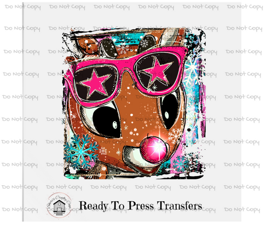 Rudolph- Doodle DTF Transfer Print(Only) Ready To Press (