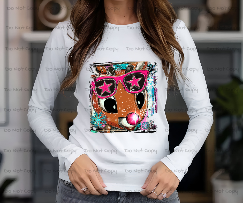 Rudolph- Doodle DTF Transfer Print(Only) Ready To Press (