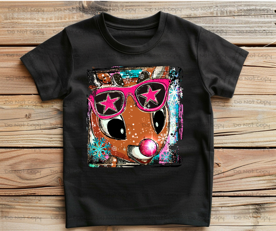 Rudolph- Doodle DTF Transfer Print(Only) Ready To Press (