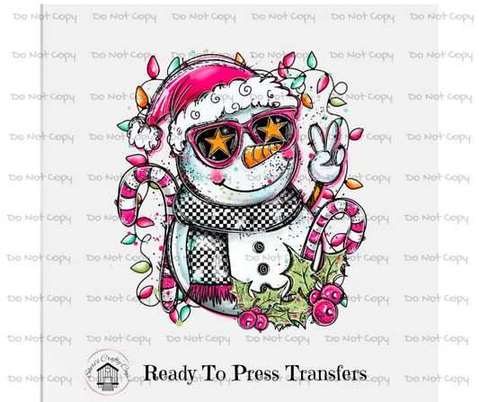 Snowman Peace-Doodle DTF Transfer Print(Only) Ready To Press