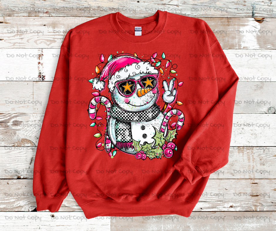 Snowman Peace-Doodle DTF Transfer Print(Only) Ready To Press