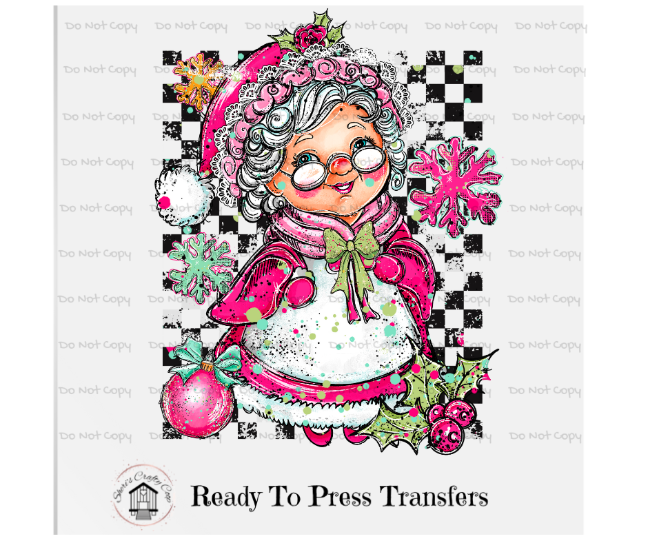 Mrs. Clause Doodle DTF Transfer Print(Only) Ready To Press (