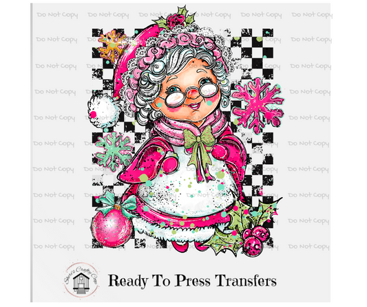 Mrs. Clause Doodle DTF Transfer Print(Only) Ready To Press (