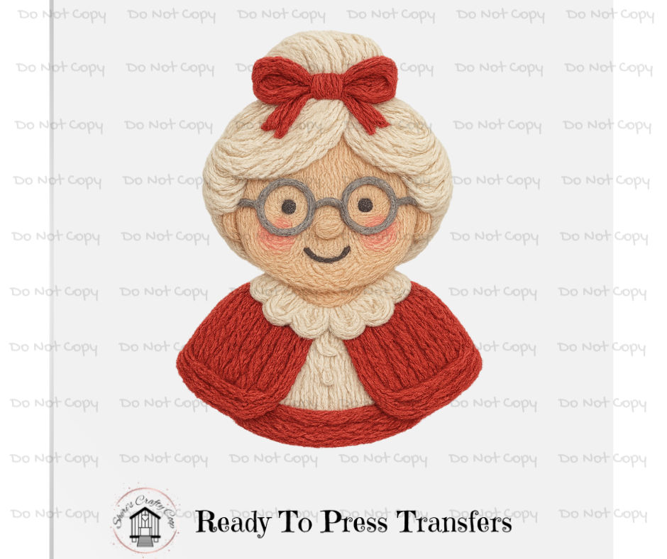 Mrs. Clause -Faux Yarn-DTF Transfer Print(Only) Ready To Press
