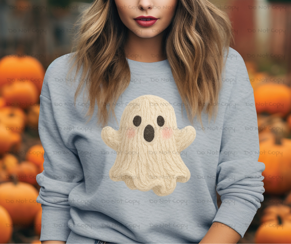 Cute Ghost-Faux Yarn-DTF Transfer Print(Only) Ready To Press
