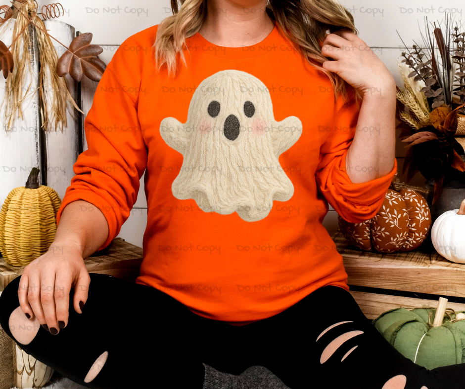 Cute Ghost-Faux Yarn-DTF Transfer Print(Only) Ready To Press