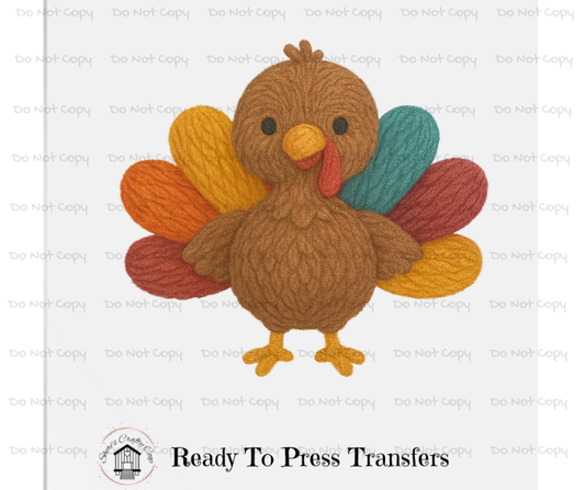 Cute Thanskgiving Turkey-Faux Yarn-DTF Transfer Print(Only) Ready To Press
