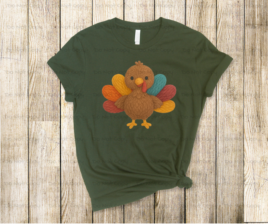 Cute Thanskgiving Turkey-Faux Yarn-DTF Transfer Print(Only) Ready To Press