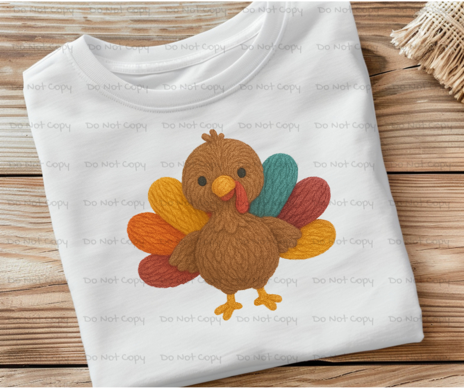 Cute Thanskgiving Turkey-Faux Yarn-DTF Transfer Print(Only) Ready To Press