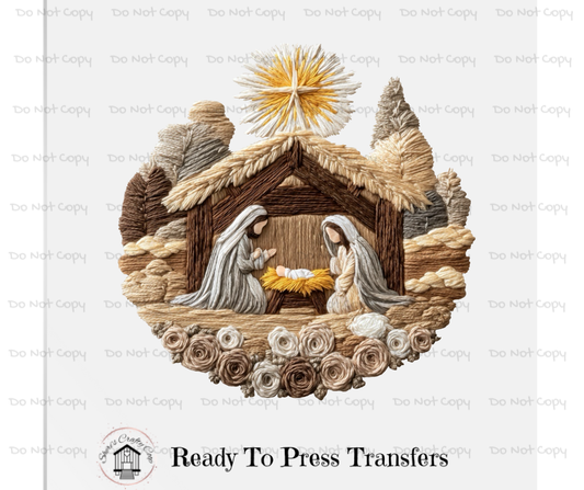 Nativity Faux Yarn -DTF Transfer Print(Only) Ready To Press