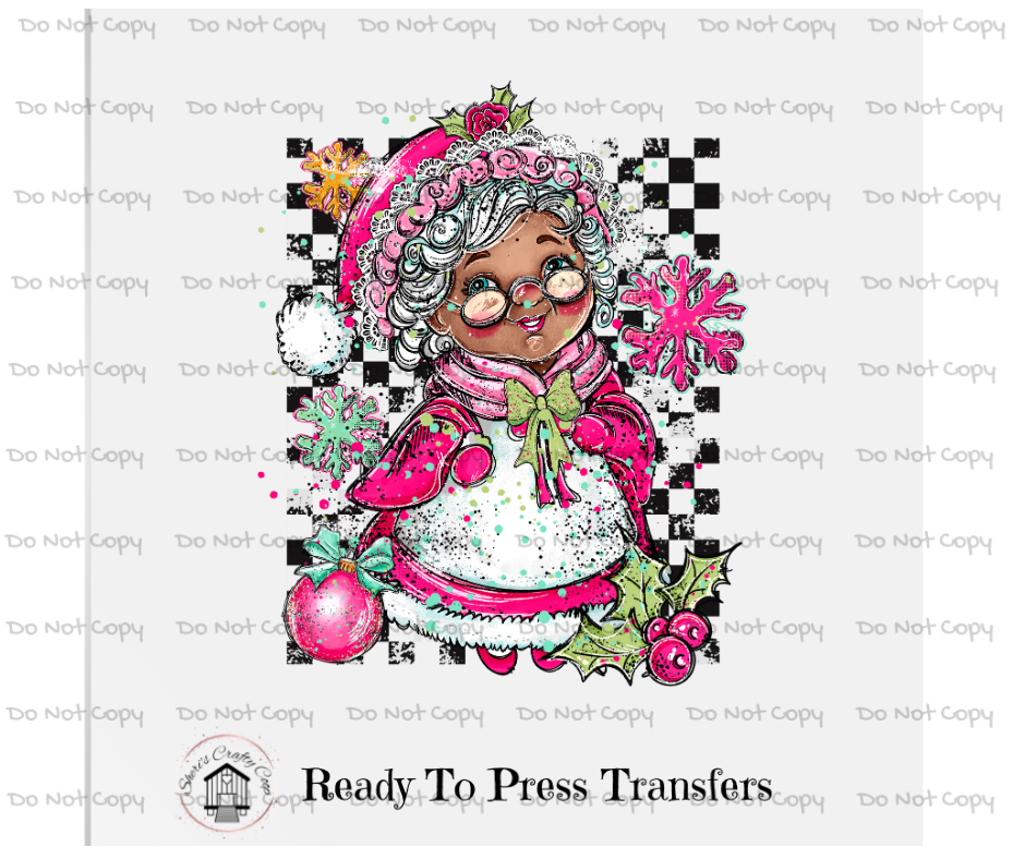 Mrs. Clause Doodle DTF Transfer Print(Only) Ready To Press (