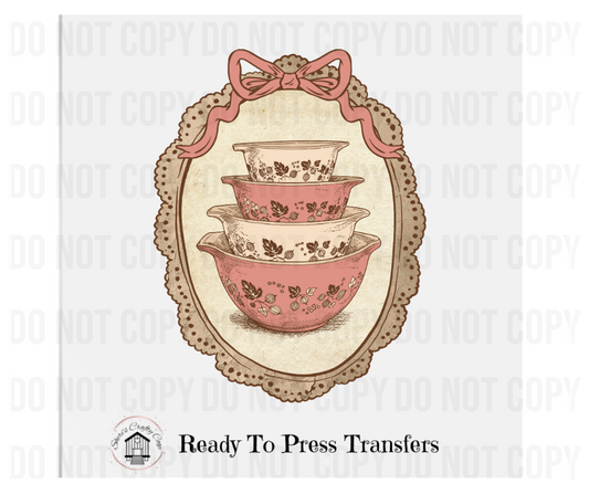 Vintage Pink Pyrex Shirt, Retro Pyrex Dishes Graphic Tee, Cottagecore Kitchen Aesthetic, Shabby Chic Vintage Cookware DTF Tranfser Ready To Press