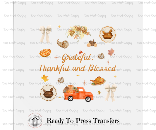 Grateful Thankful And Blessed Vintage Things- DTF Transfer Print- Ready To Press