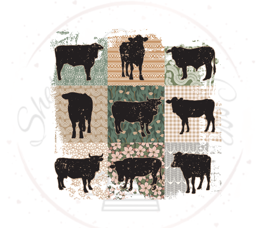 Retro Boho Cow  DTF Transfer Print Ready To Press