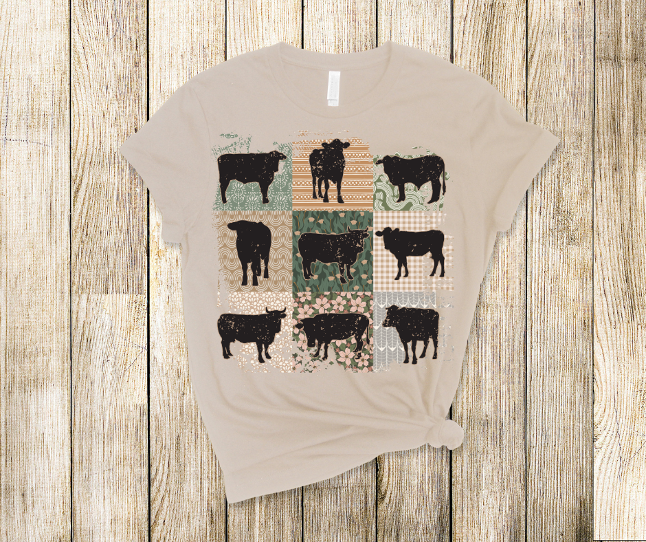 Retro Boho Cow  DTF Transfer Print Ready To Press