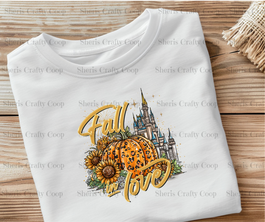 Fall In Love Castle- DTF Transfer Print- Ready To Press