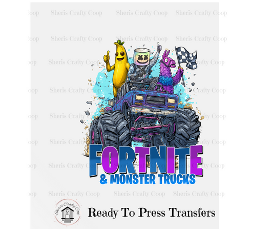 Fortnite Monster Truck- DTF Transfer Print- Ready To Press