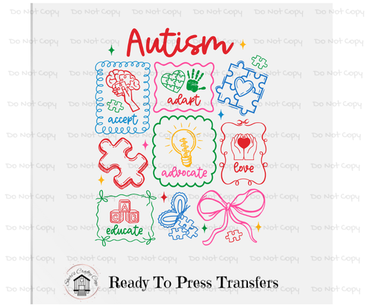 Autism Awareness Coquette- DTF Transfer Print-Ready To Press