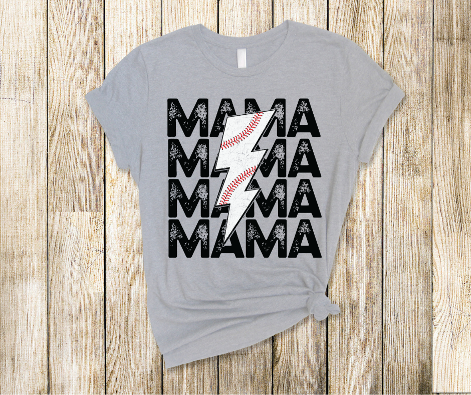 Baseball Mom Lightning Bolt DTF Transfer Print Ready To Press