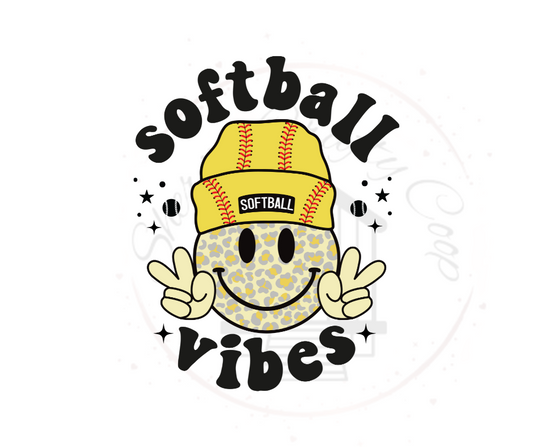 Retro Softball Vibes DTF Transfer Print Ready To Press