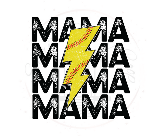 Softball Mama Lightning Bolt DTF Transfer Print Ready To Press