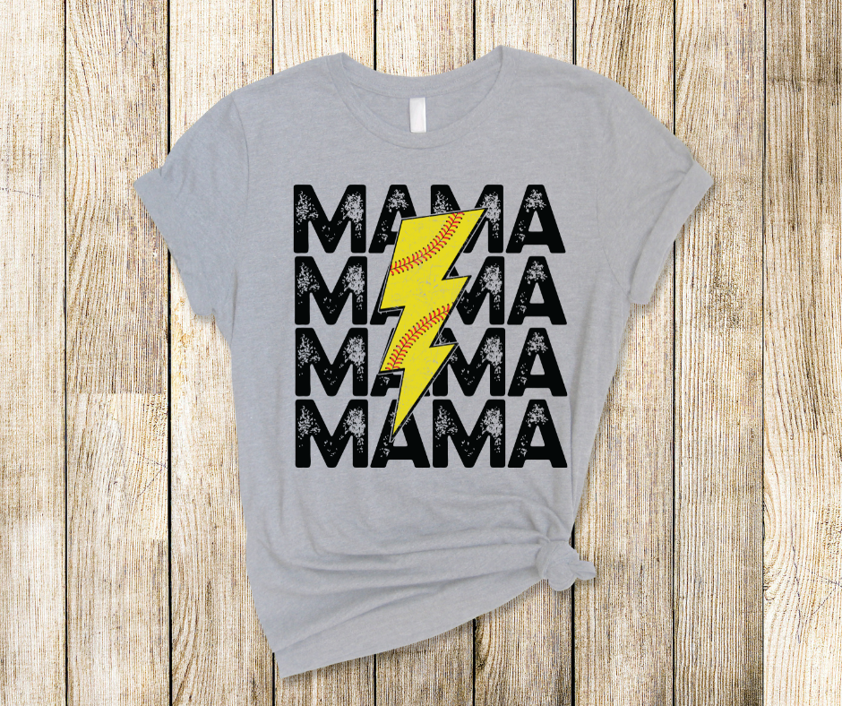 Softball Mama Lightning Bolt DTF Transfer Print Ready To Press