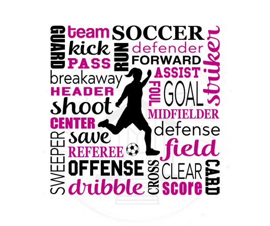 Female Soccer Empowerment Words  DTF Transfer Print(Only) Ready To Press