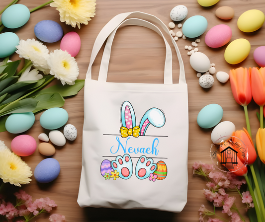 Personalized Easter Bunny Easter Canvas Tote