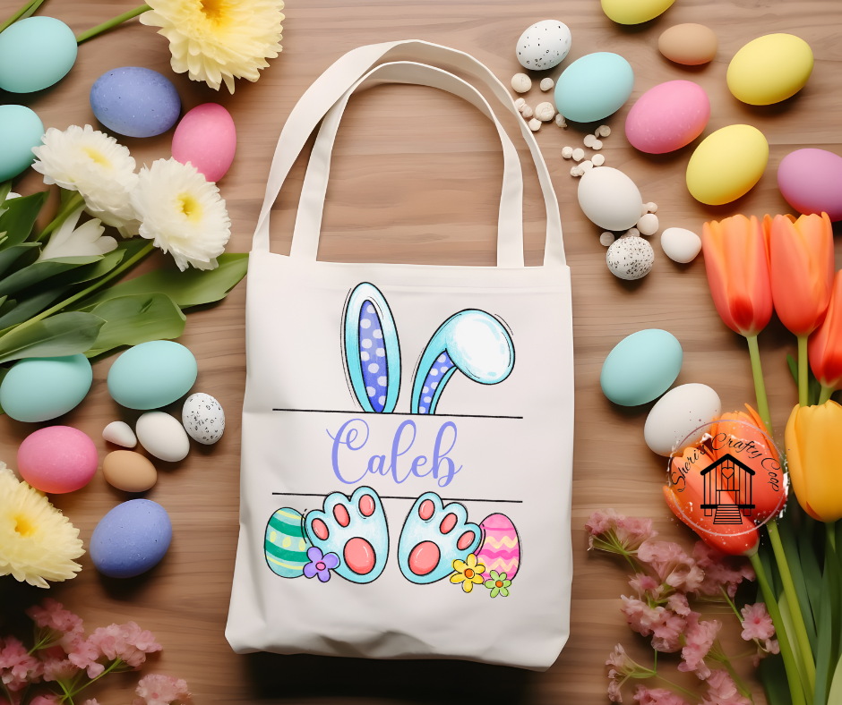 Personalized Easter Bunny Easter Canvas Tote