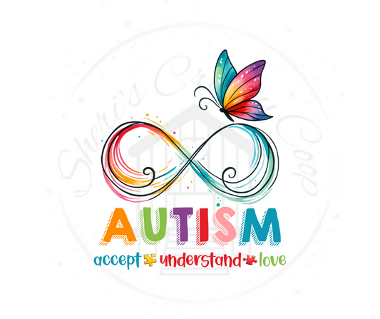 Autism Infinity Ribbon Butterfly Autism Awareness DTF Transfer Print(Only) Ready To Press