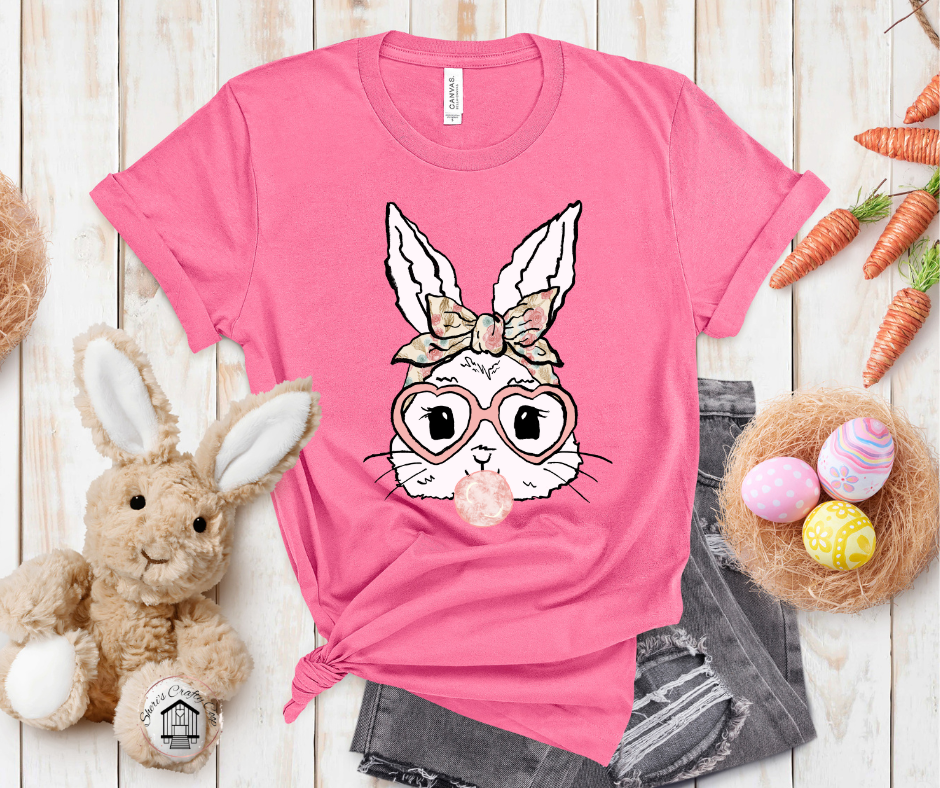 Bubble Gum Bunny Easter DTF Transfer Print(Only) Ready To Press