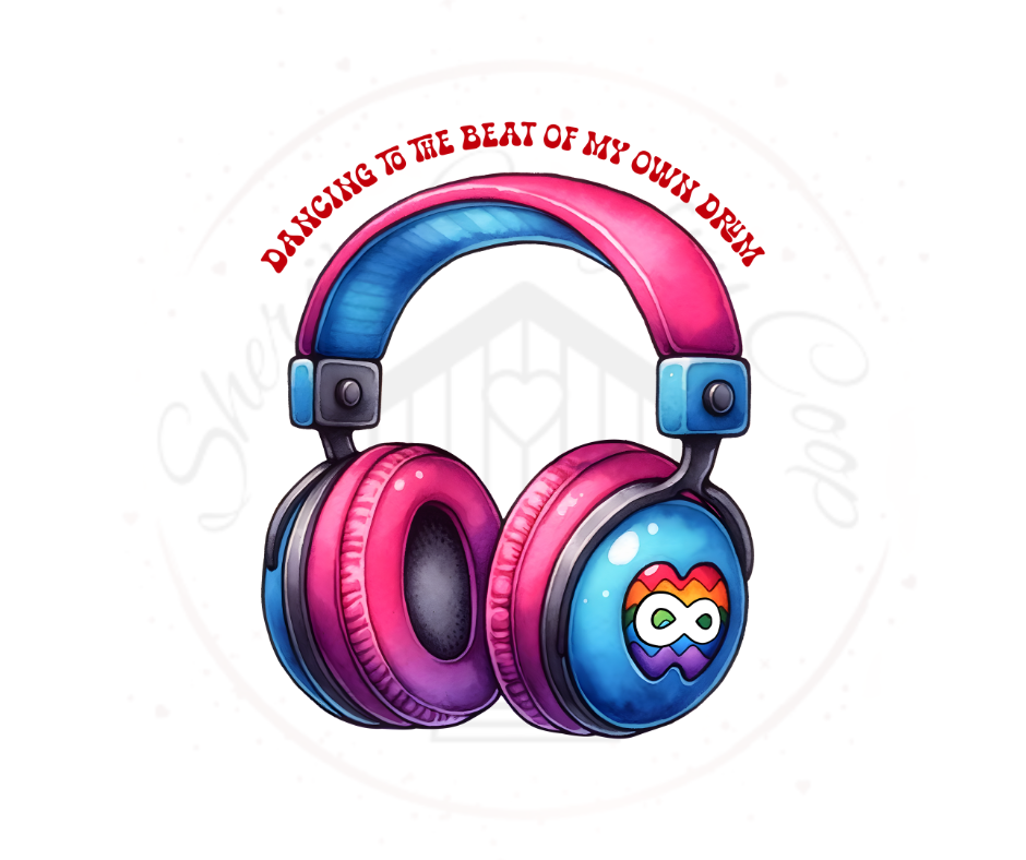 Dancing To The Beat Of My Own Drum Headphones Autism Awareness USA Flag  DTF Transfer Print(Only) Ready To Press