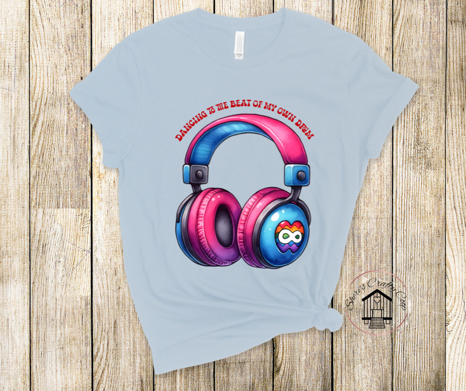 Dancing To The Beat Of My Own Drum Headphones Autism Awareness USA Flag  DTF Transfer Print(Only) Ready To Press