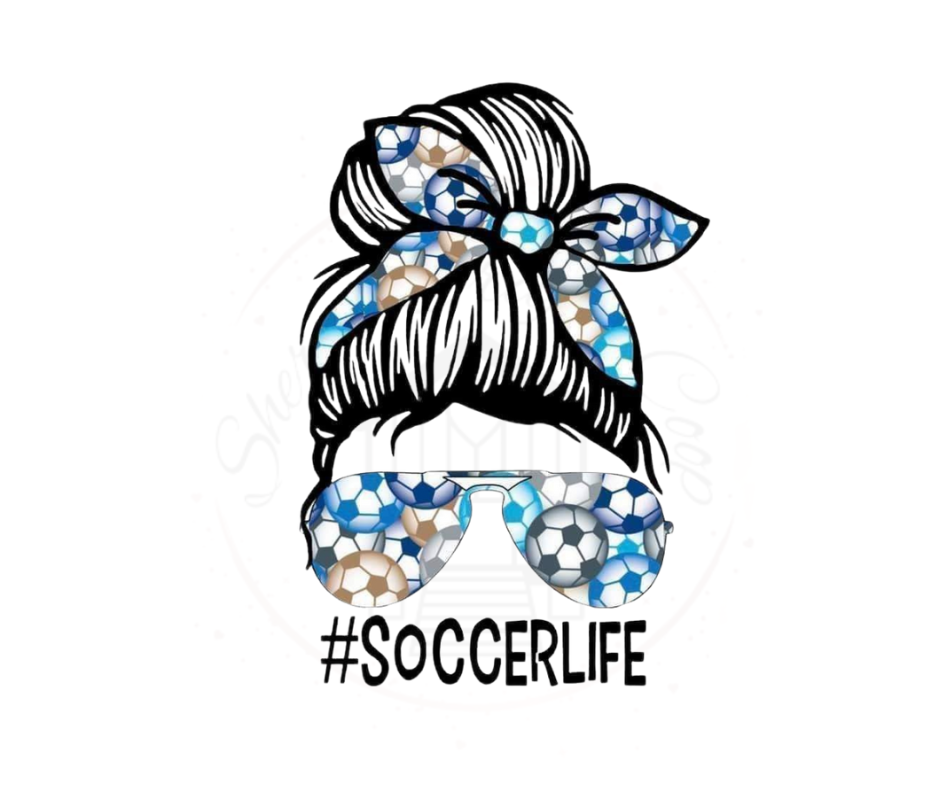 Soccer Life Messy Bun DTF Transfer Print(Only) Ready To Press