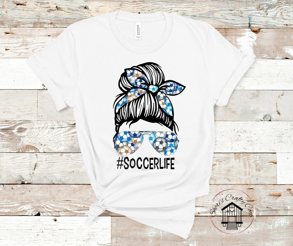 Soccer Life Messy Bun DTF Transfer Print(Only) Ready To Press