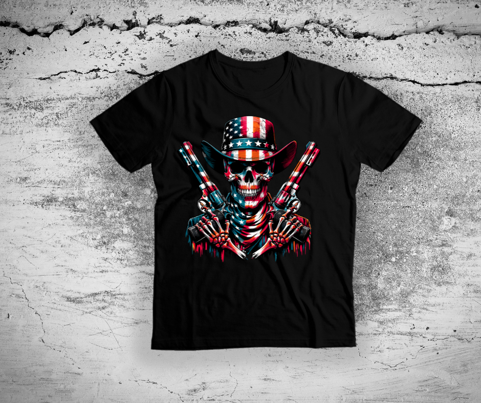 American Skeleton Patriotic DTF Transfer Print(Only) Ready To Press