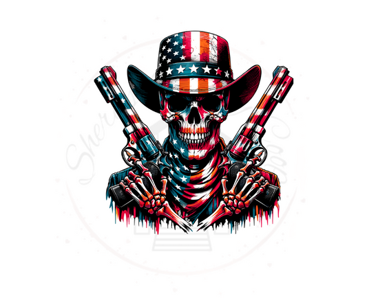 American Skeleton Patriotic DTF Transfer Print(Only) Ready To Press