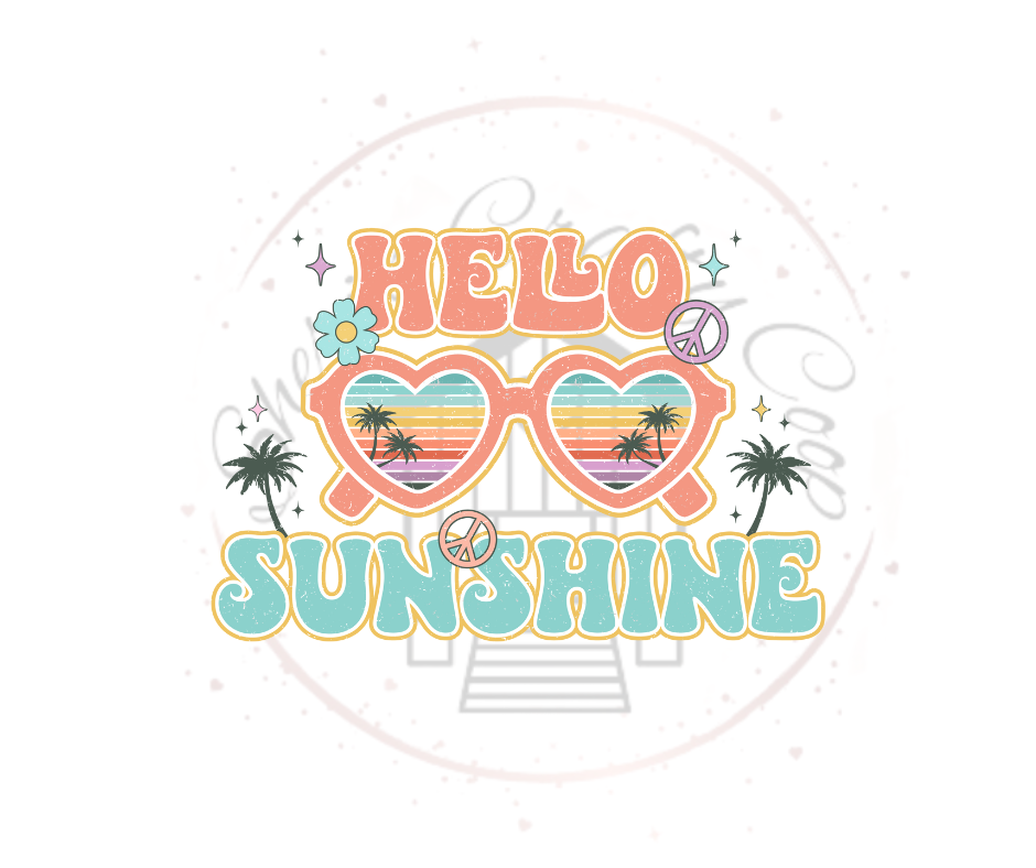 Hello Sunsine Summer DTF Transfer Print(Only) Ready To Press