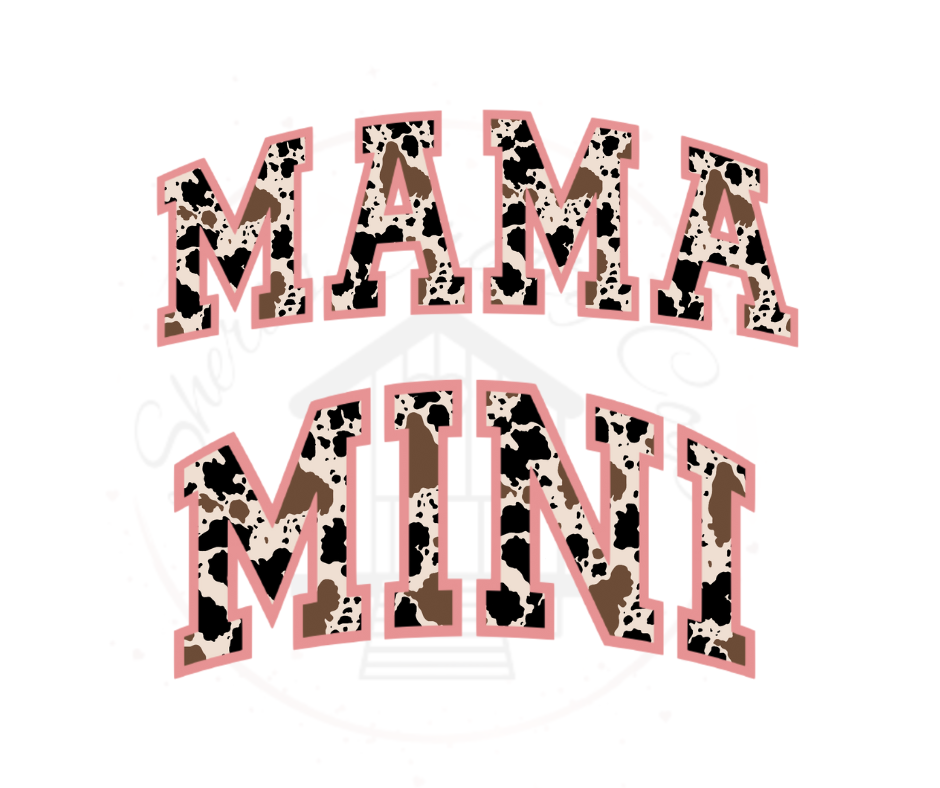 Mama & Mini Pink Cow Print DTF Transfer Print Ready To Press