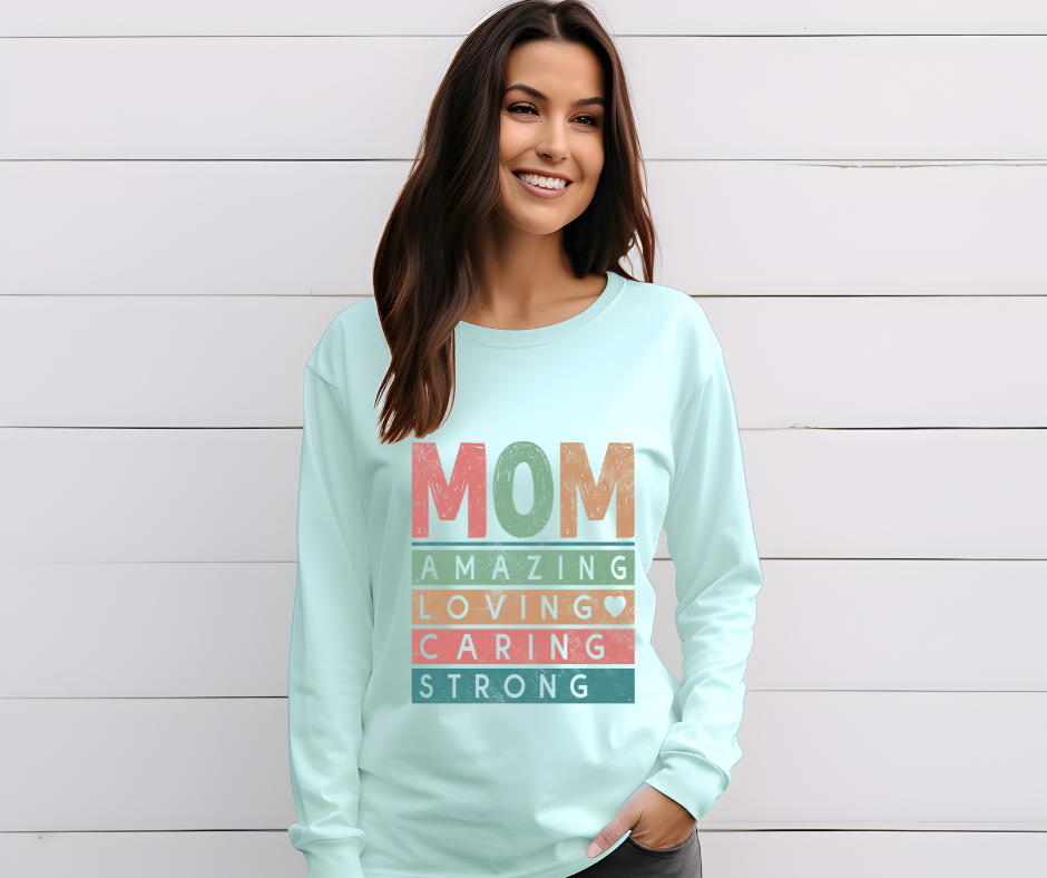 Mom Amazing Loving Caring DTF  Full Colored DTF Transfer Print Ready To Press