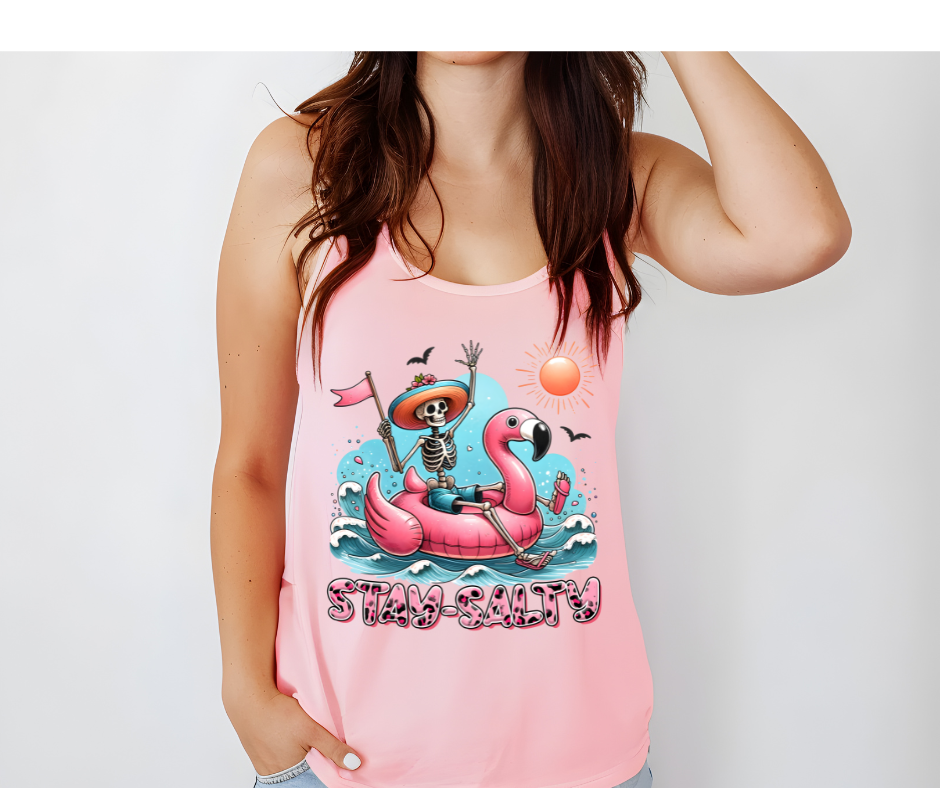 Stay Salty Flamingo Skelly Summer DTF Transfer Print(Only) Ready To Press