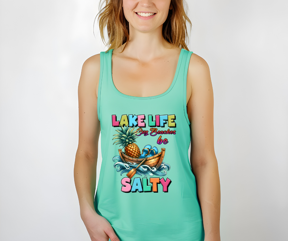 Lake Life Cus Beaches Be Salty DTF Transfer Print(Only) Ready To Press