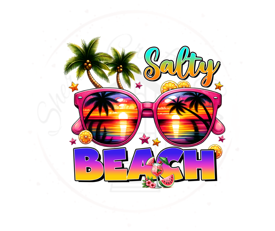 Salty Beach Sunglasses Summer DTF Transfer Print(Only) Ready To Press